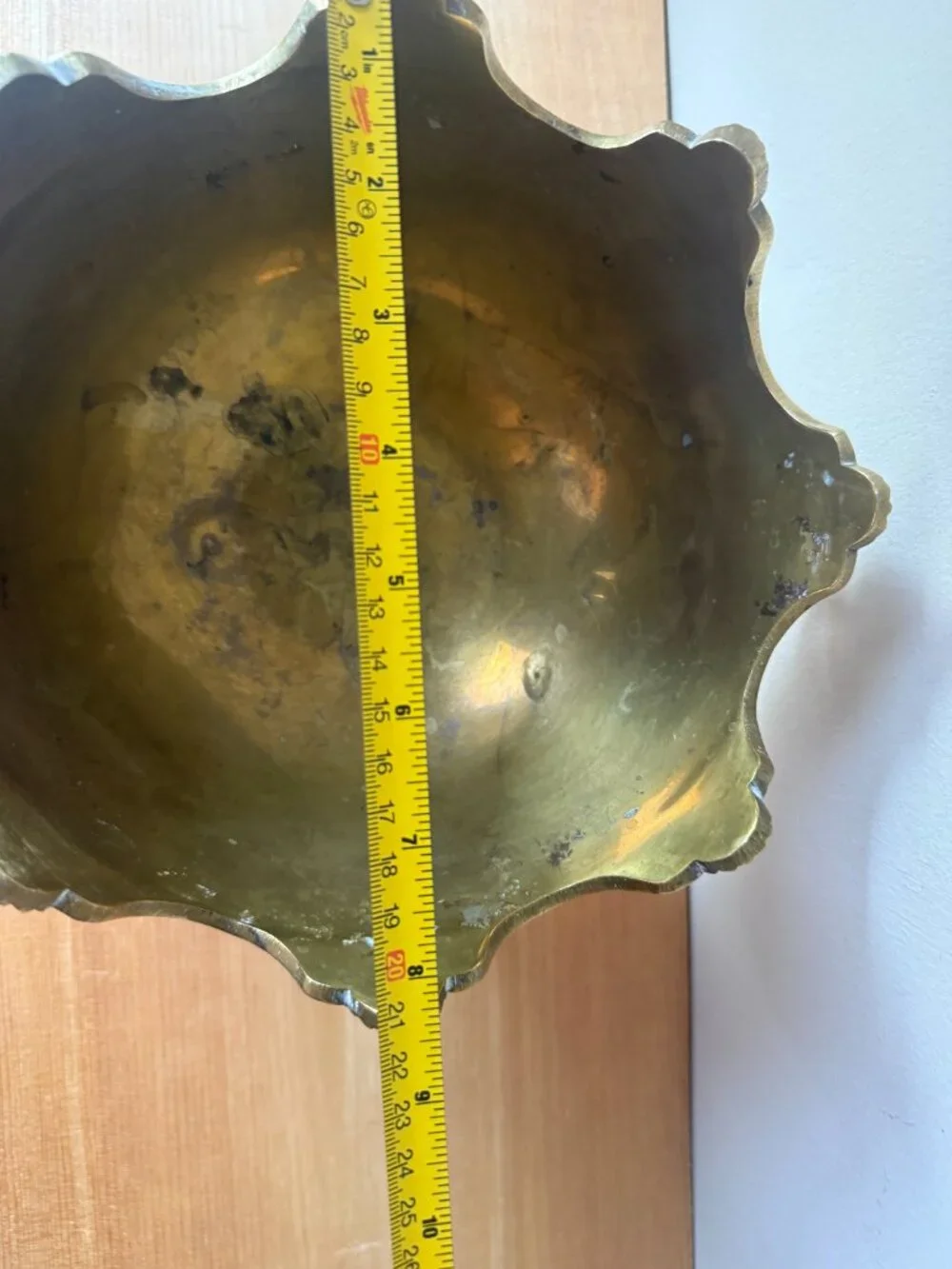 Vintage Brass Lion Head Pedestal Bowl | Scalloped Monteith Centerpiece